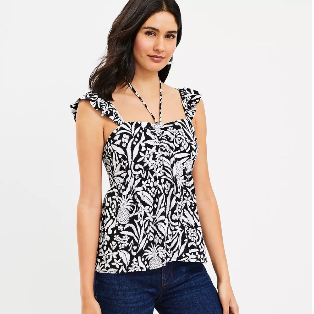 Petite Pineapple Ruffle Halter Top